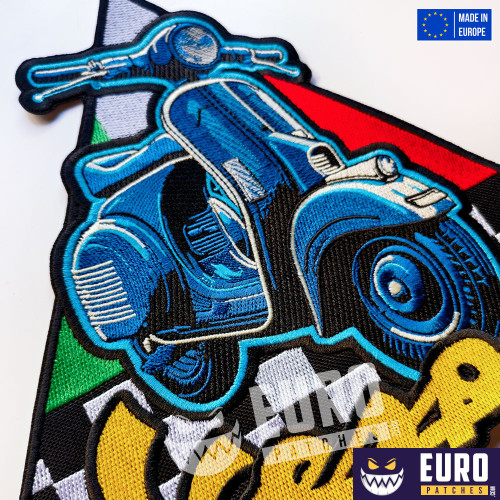 Parche Vespa Italia espalda chaqueta grande chaleco, parche de coser, parche bordado termoadhesivo